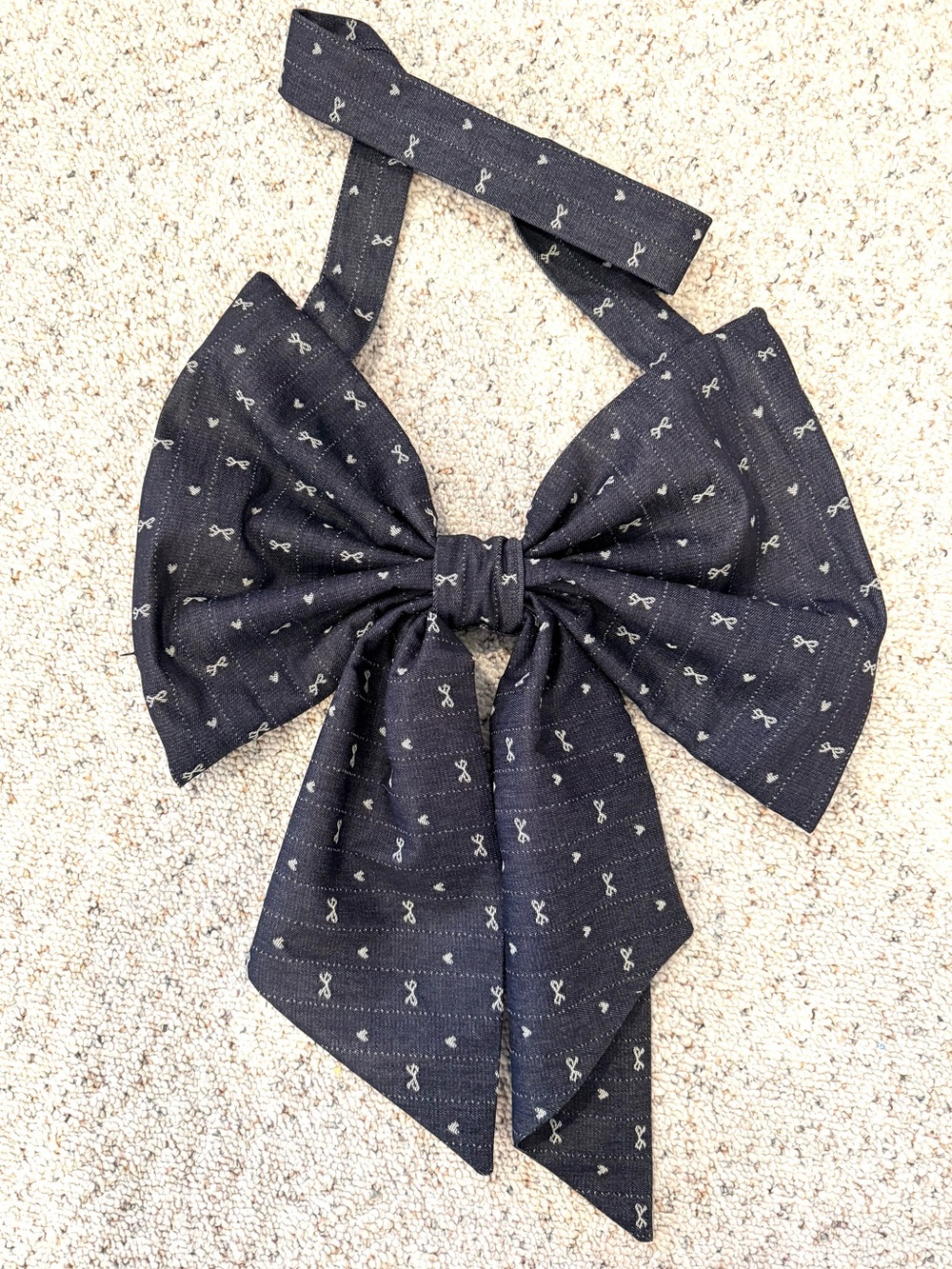 NEW Handmade Jacquard Bow Indigo Denim Bow Crossbody Bag